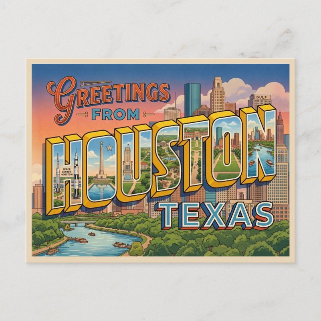 Houston Texas Reise Postkarte (Vorderseite)