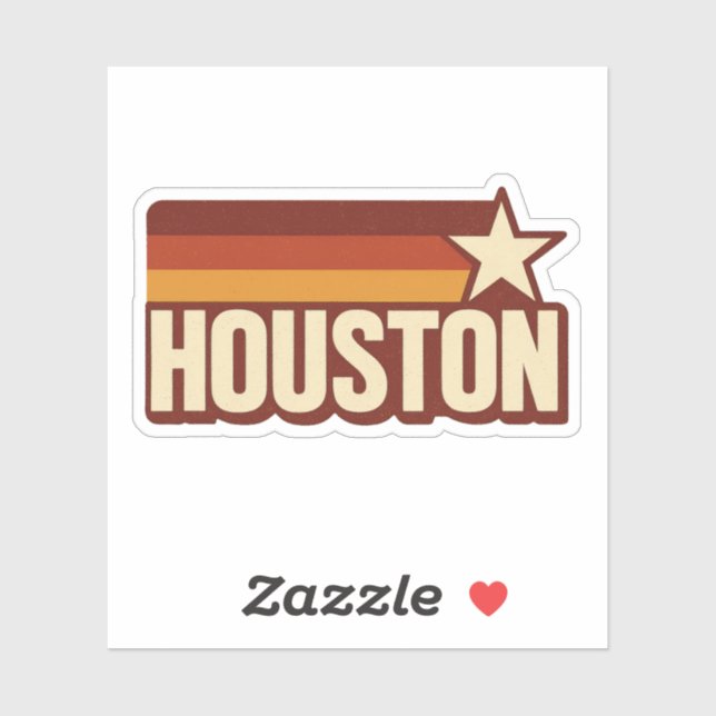 Houston Texas Retro Vintag Star Design Aufkleber (Blatt)