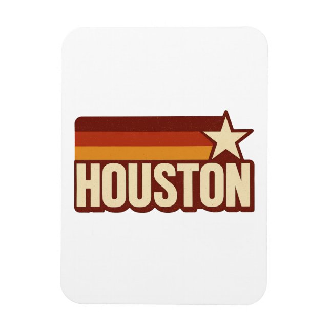 Houston Texas Retro Vintag Star Design Magnet (Vertikal)