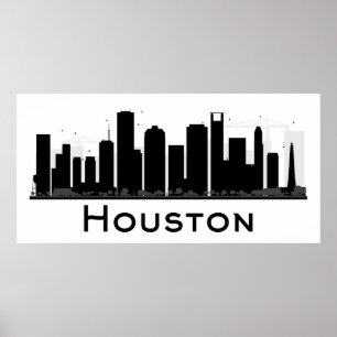 Houston, Texas Schwarz-Weiß-City-Skyline Poster