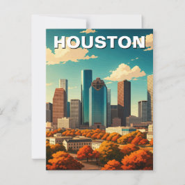 Houston Texas Skyline Cityscape Fall Postkarte