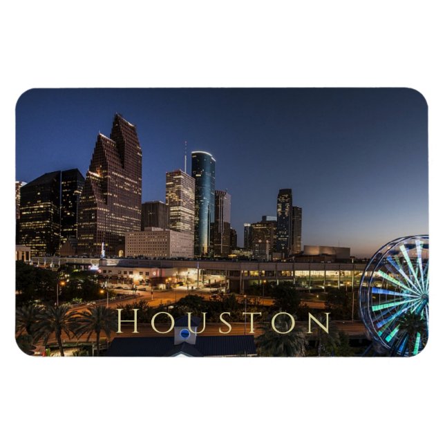 Houston, Texas Skyline, Nachtlicht Magnet (Horizontal)