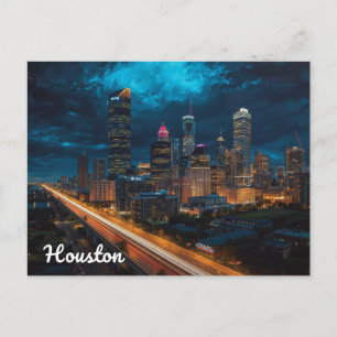 Houston Texas Skyline Nachtverkehr Postkarte