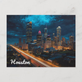 Houston Texas Skyline Night Traffic Postkarte