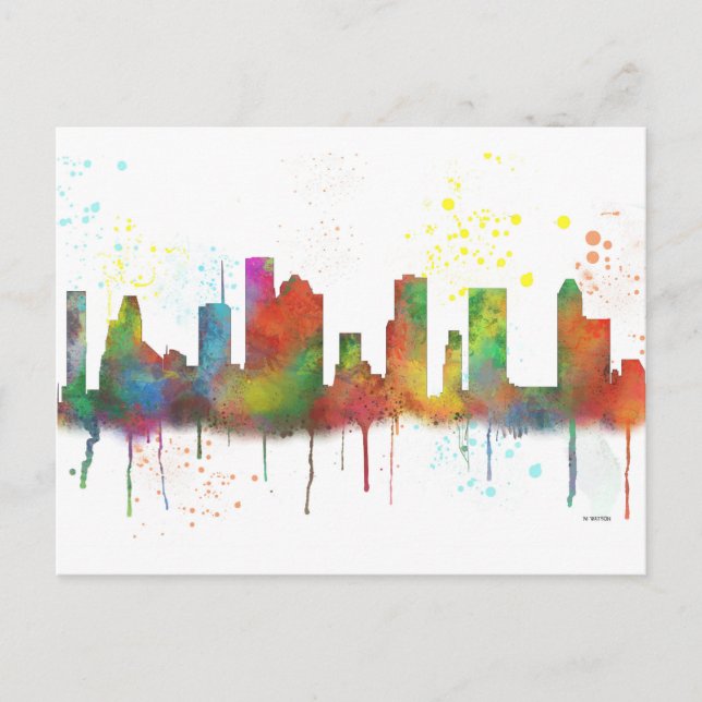 HOUSTON TEXAS SKYLINE POSTKARTE (Vorderseite)