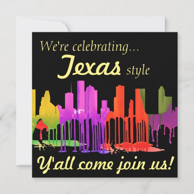 HOUSTON TEXAS SKYLINE PUDDLES - EINLADUNG (Vorderseite)