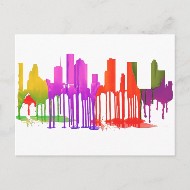 HOUSTON TEXAS SKYLINE PUDDLES - POSTKARTE (Vorderseite)