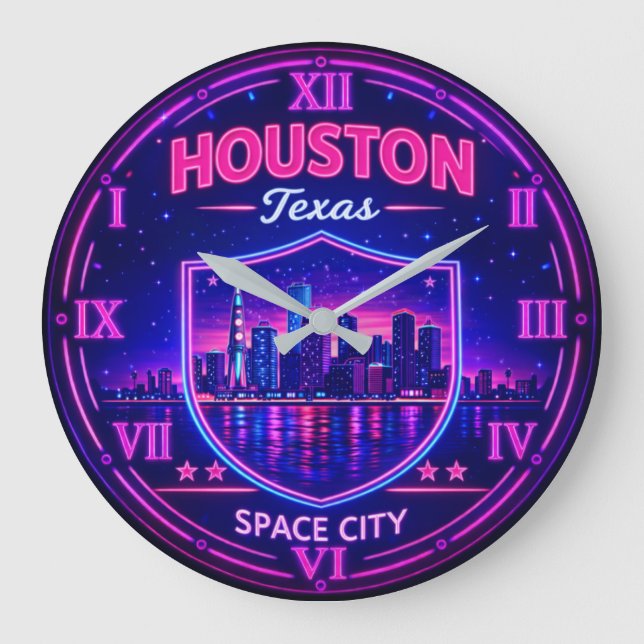 Houston Texas Space City  Große Wanduhr (Vorderseite)