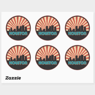 Houston Texas Stadt Staat Silhouette Vintage Retro Runder Aufkleber