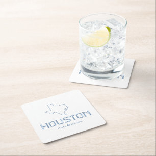Houston & Texas Tile, Blaue Fliese, Houston Texas Rechteckiger Pappuntersetzer
