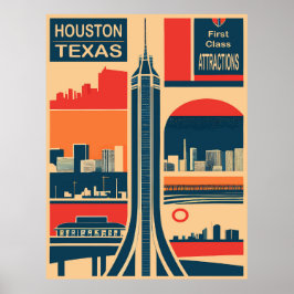Houston, Texas, Touristenattraktionen, Reisen Poster