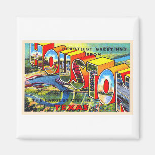 Houston Texas TX Vintager Großbuchstabe Postkarte Magnet