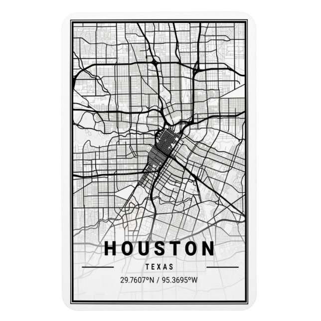 Houston Texas USA City Travel City Map Magnet (Vertikal)