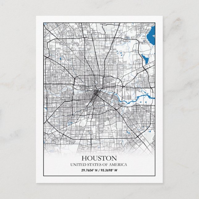Houston Texas USA City Travel City Map Postkarte (Vorderseite)