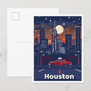 Houston Texas USA Kunst Vintage Reiseillustration Postkarte