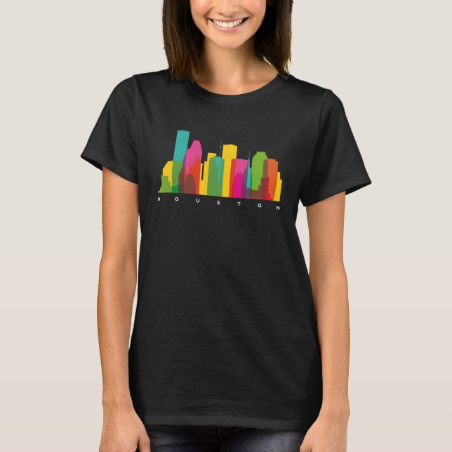 Houston Texas USA Skyline Silhouette Kontur Sketc T-Shirt (Vorderseite)