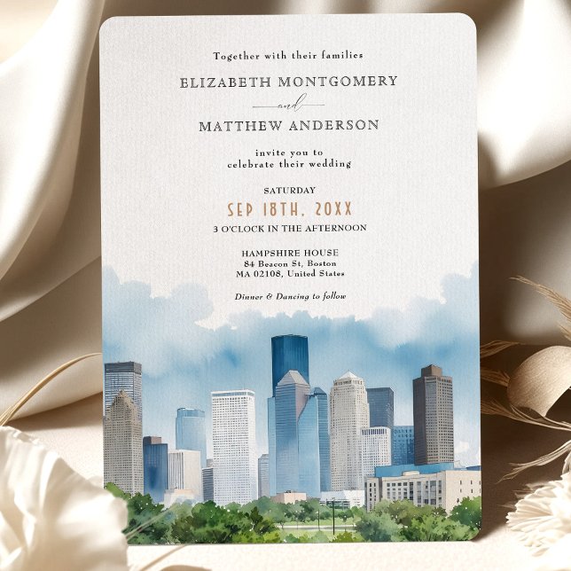 HOUSTON Texas USA Skyline Wedding Einladung (Von Creator hochgeladen)