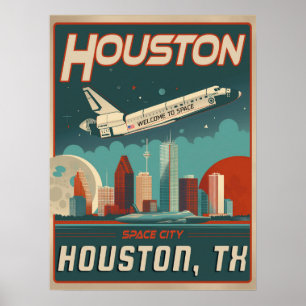 Houston, Texas - Vintag Poster