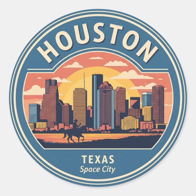 Houston Texas Vintag Runder Aufkleber (Vorderseite)