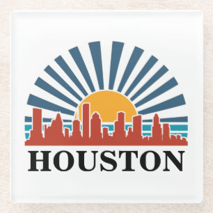 Houston Texas Vintag Sunset Retro Travel Glasuntersetzer