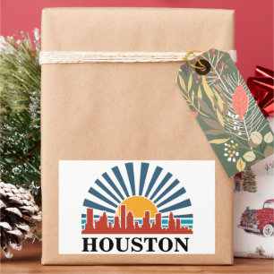 Houston Texas Vintag Sunset Retro Travel Rechteckiger Aufkleber