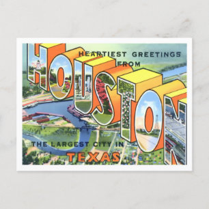 Houston, Texas, Vintage Großbriefe Postkarte