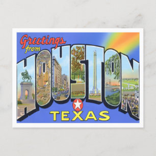 Houston, Texas, Vintage Großbriefe Postkarte