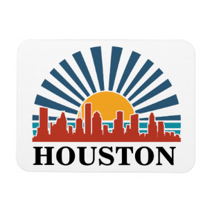 Houston Texas Vintage-Sonnenuntergang Retro-Reise Magnet