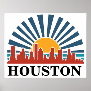 Houston Texas Vintage-Sonnenuntergang Retro-Reise Poster