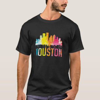 Houston Texas Watercolor Skyline Zuhause Staat Sou T-Shirt