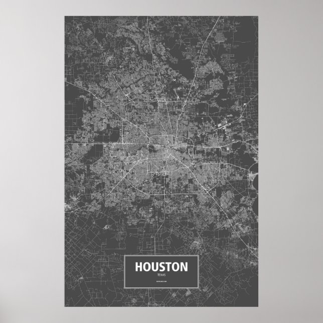 Houston, Texas (weiß auf schwarz) Poster (Vorne)
