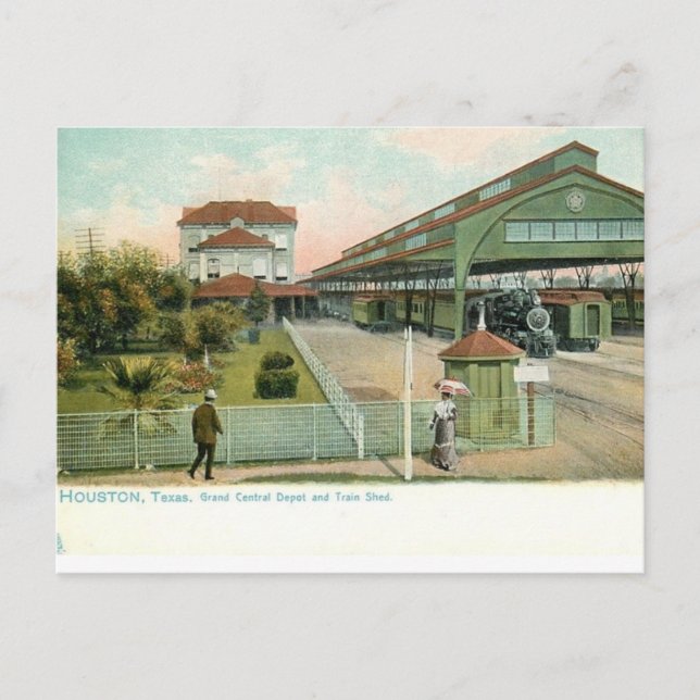 Houston Texas zirka 1905 Grand Central Station Postkarte (Vorderseite)