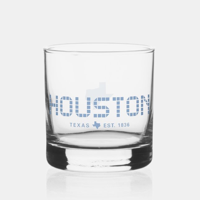 Houston Tile, Blue Tile, Houston Texas Whiskyglas (Vorderseite)