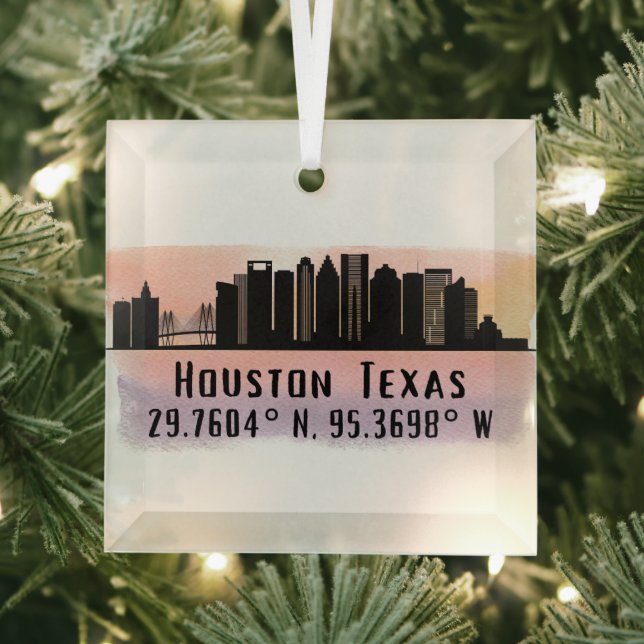 Houston TX City Skyline Glasdekoration Ornament Aus Glas (Insitu)