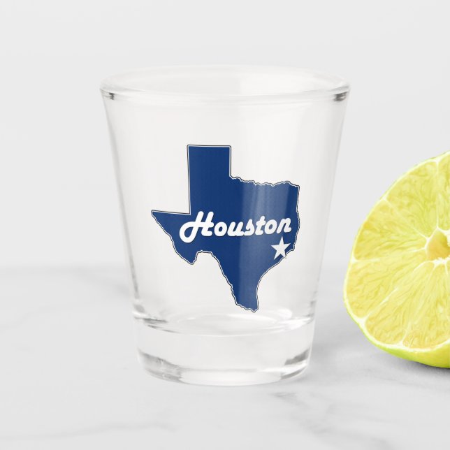 Houston TX Lonestar Staat Map mit Star Schnapsglas (Vorderseite)