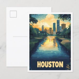 Houston USA Kunst Vintage-Illustration Reise Postkarte