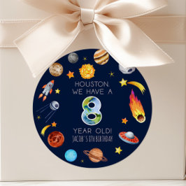 Houston We Have A 8 Year Old 8th Birthday Party Runder Aufkleber