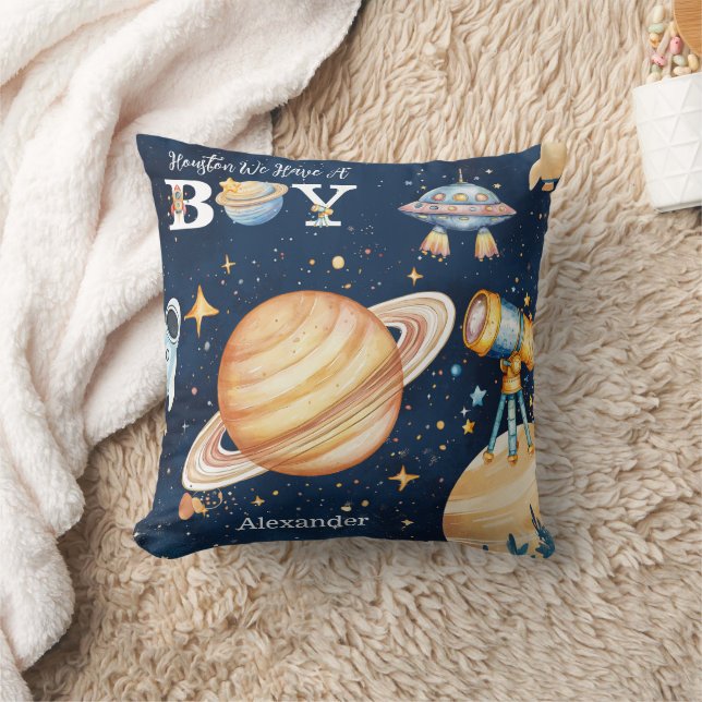 Houston We Have A Boy Outer Space Kissen (Decke)