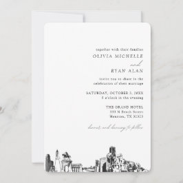 Houston Wedding Elegant Skyline Einladung