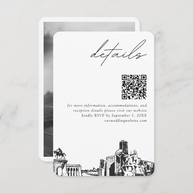 Houston Wedding Modern Details QR Code Begleitkarte (Vorne/Hinten)