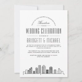 Houston Wedding | Moderner Deko Skyline Einladung