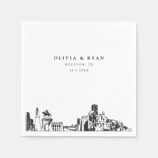 Houston Wedding Paper Cocktail Napkin Serviette (Vorderseite)