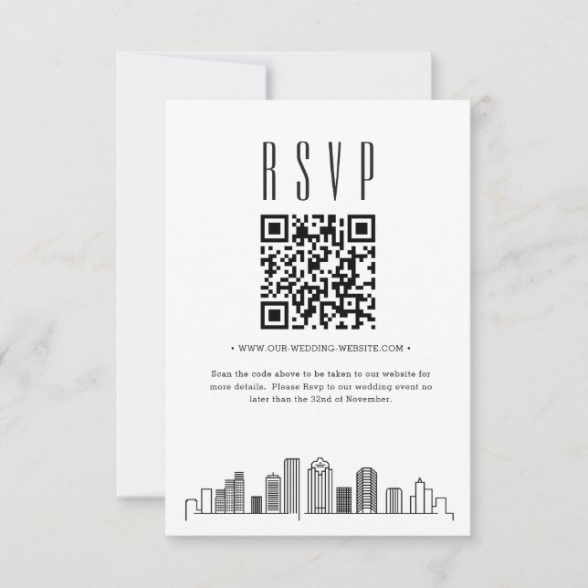 Houston Wedding QR Code UAWG RSVP Karte (Vorderseite)