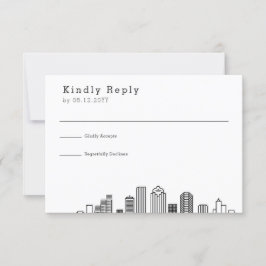 Houston Wedding | Stilisierte Skyline-UAWG RSVP Karte