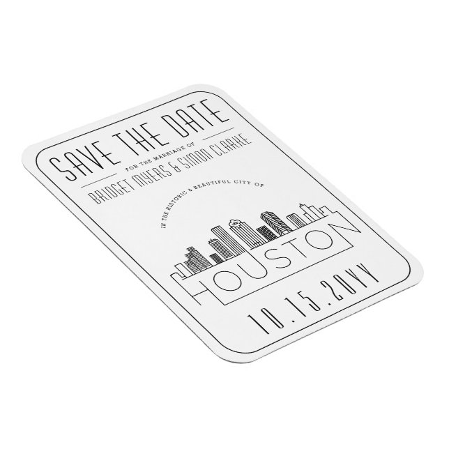 Houston Wedding Stylized Skyline Save the Date Magnet (Rechte Seite)