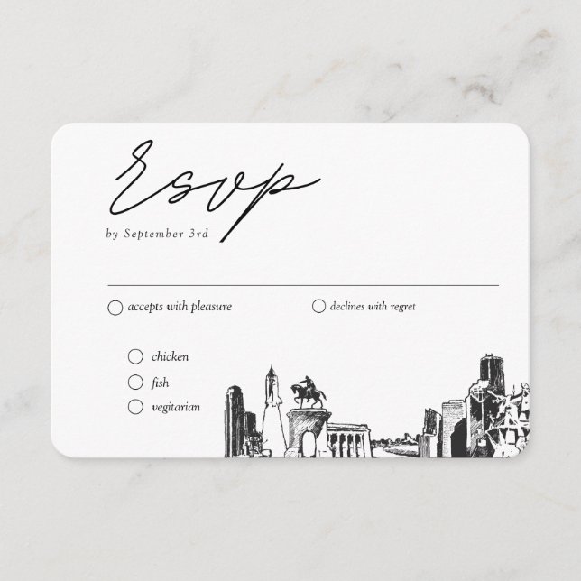 Houston Wedding Traditionelle UAWG Meal Option Begleitkarte (Vorderseite)