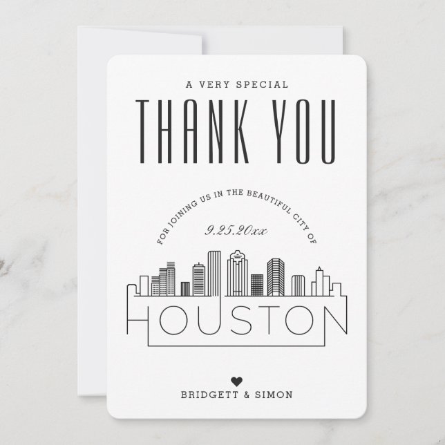 Houston Wedding | Vielen Dank + Foto-Karte Karte (Vorderseite)