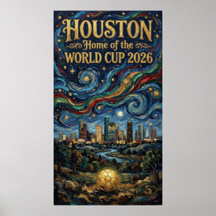Houston Weltmeisterschaft 2026 Nachtreflexion Fußb Poster