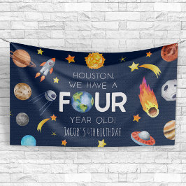 Houston, wir haben ein vierjähriges 4. Geburtstags Banner