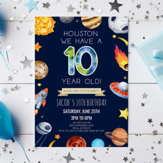 Houston wir haben eine 10-jährige 10. Geburtstagsf Einladung